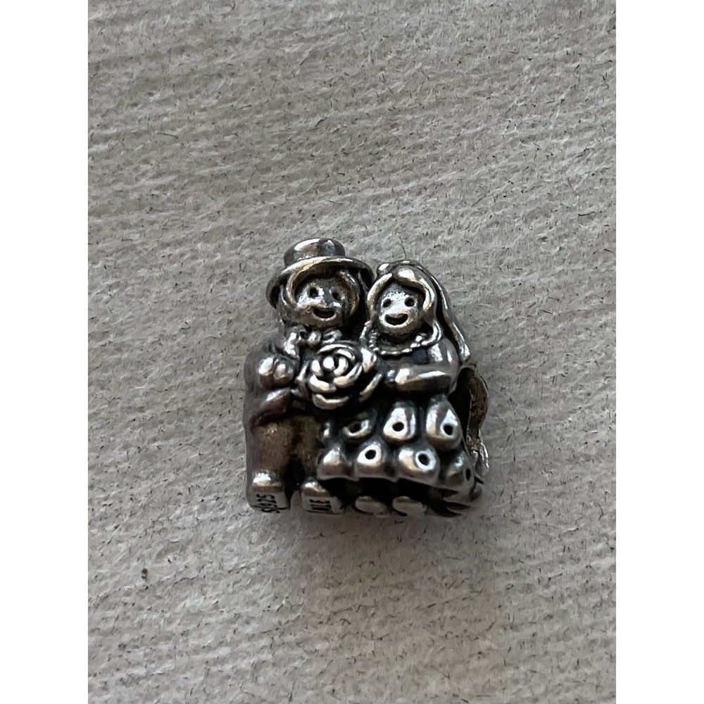 retired Pandora Mr. and Mrs. Sterling Silver Wedding Couple Charm ALE 925